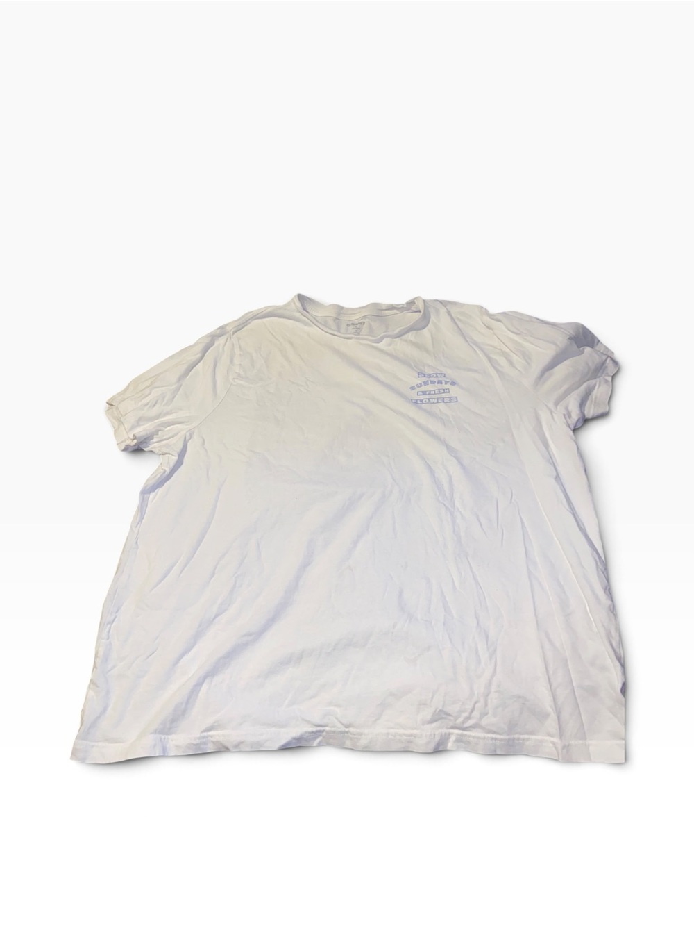 Old Navy White Short Sleeve Crewneck Tee with Small Blue Chest Print